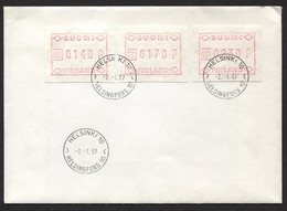 FINLANDE 1987 - Distributeur Sur Enveloppe - Obliteration Helsinki -2-1.87 - Covers & Documents