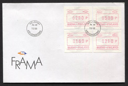 FINLANDE 1990 - Y&T 9b - Distributeur Sur Enveloppe - Obliteration Helsinki 1.9 91 - Lettres & Documents