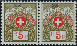 Schweiz Portofreiheit Zu#4A Paar * Falzspur 5 Rp. KL#253 Frauenverein - Franchigia