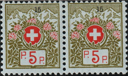 Schweiz Portofreiheit Zu#4A Paar ** Postfrisch 5 Rp. KL#15 Consistoire Geneve - Franchigia