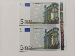 PAAR Correlativ 5 EURO SPAIN,(V), Fist Platte M004, Segunda Firma De TRICHET, UNC - 5 Euro