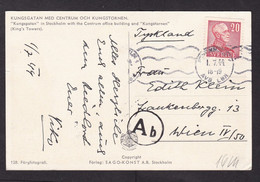 Sweden: Picture Postcard To Austria, 1944, 1 Stamp, King, Censored, War Censor Cancel, Early Colour Card (traces Of Use) - Storia Postale