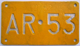 Velonummer Appenzell Ausserrhoden AR 53 - Plaques D'immatriculation