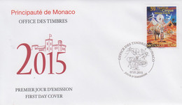 Enveloppe  FDC  1er  Jour   MONACO    39éme  FESTIVAL  INTERNATIONAL  Du  CIRQUE    2015 - Cirque