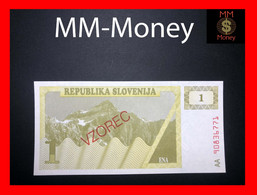 SLOVENIA 1 Tolar  1990  P. 1  "overprint VZOREC"   Specimen   UNC - Slovenia