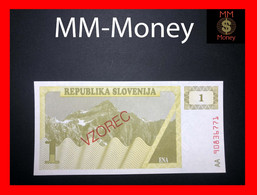 SLOVENIA 1 Tolar  1990  P. 1  "overprint VZOREC"   Specimen   UNC - Slovénie