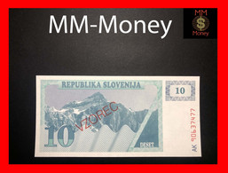 SLOVENIA 10 Tolarjev  1990  P. 4  "overprint VZOREC"   Specimen   UNC - Slovenia