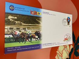 Hong Kong Stamp FDC Jockey Club Horse Race Gambling Official - FDC