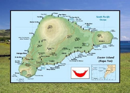 Rapa Nui UNESCO Easter Island Map New Postcard * Carte Geographique * Landkarte - Rapa Nui