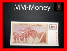 SLOVENIA  100 Tolarjev  1990  P. 6  "overprint VZOREC"   Specimen   UNC - Slovenia