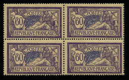 FRANCE - YT 144 X4 ** - MERSON 60c Violet Et Bleu - BLOC DE 4 TIMBRES NEUFS ** - 1900-27 Merson