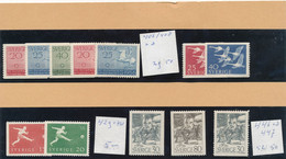 SWEDEN 1956 - ** - 406,408 - Mi 413 415, 429-430, 446-447 & 446a, 481-482 - Unused Stamps