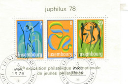 Luxemburg 1978 - Mi 964 - 966 / Block 12 - Juphilux 78 - Gestempelt Colmar Berg 3.4.1978 - Maximum Cards