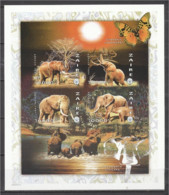 Zaire 1997, Elephants, Butterfly, Scout, 4val In BF IMPERFORATED - Ungebraucht