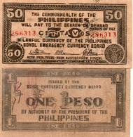 LOTTO 0,50,10 PESOS-PHILIPPINES-BOHOL EMERGENCY CURRENCY BOARD-1942 - VF - UNC - Philippines