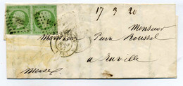 Paire YT N°12 Sur Lettre De COMMERCY Dept 53 Meuse / 1857 / Tarif à 10c Pour La Ville - 1849-1876: Période Classique
