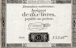 FRANCIA -10 LIVRES 1792 P-66   AUNC - ...-1889 Circulated During XIXth