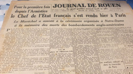 JOURNAL ROUEN 44 /PETAIN A PARIS//ROUEN 710 MORTS /CHANGEMENT ADRESSES SINISTRES - Other