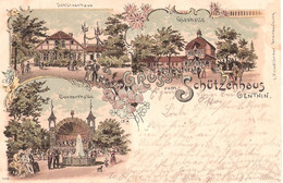 Gruss A GENTHIN Sachsen Anhalt Color Litho Schützenhaus Glas + Concerthalle Gelaufen 22.5.1899 - Genthin