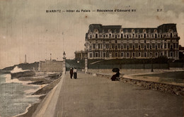 Biarritz - Hôtel Du Palais , Résidence D’édouard VII - Cpa Toilée Colorisée - Biarritz