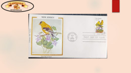 O) 1982 UNITED STATES - USA, BIRD AND FLOWER, SILK, VIOLET, FDC XF - 1981-1990