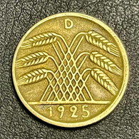 1925 D Germany (Weimar Republic) 5 Rentenpfenning - 5 Rentenpfennig & 5 Reichspfennig