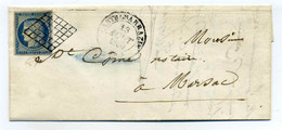 Ceres YT N°4 Sur Lettre De CASTELSARRAZIN (T14) / Dept 85 Tarn Et Garonne / 1850 / Côte 200€ - 1849-1876: Classic Period