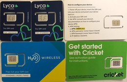 USA : GSM  SIM CARD  : 5 Cards  A Pictured (see Description)   MINT ( LOT A ) - Chipkaarten