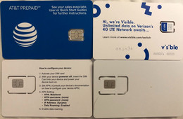 USA : GSM  SIM CARD  : 4 Cards  A Pictured (see Description)   MINT ( LOT B ) - [2] Tarjetas Con Chip