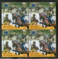 India MNH 2019, Block Of 4,  'The Force Multiplier'  Indian Army, Defence, Horse, Dog, Mule, First Aid Blue Symbol, - Blokken & Velletjes