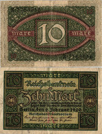 Germany 10 Mark 1920 P-67a  Deutschland Allemagne  #4363 - 10 Mark