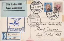 1933. ISLAND. LUFTSCHIFF GRAF ZEPPELIN 3. SÜDAMERIKAFAHRT. Transit Cancel FRIEDRICHSHAF... (MICHEL 123 + 165) - JF524312 - Brieven En Documenten