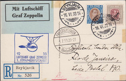 1933. ISLAND. LUFTSCHIFF GRAF ZEPPELIN 3. SÜDAMERIKAFAHRT. Transit Cancel FRIEDRICHSHAF... (MICHEL 123 + 165) - JF524312 - Storia Postale