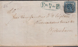 1855. DANMARK. Dotted Spandrels. 2 Skilling Dark Blue Shade. Cancelled 1 + Foodpost Cancel F 21... (Michel 3) - JF524328 - Briefe U. Dokumente