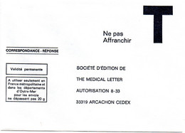 GIRONDE - Dépt N° 33 = ARCACHON = CORRESPONDANCE REPONSE T ' EDITION MEDICAL CENTER ' - Cards/T Return Covers