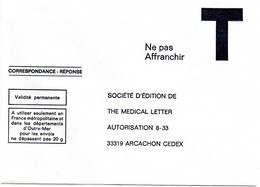 GIRONDE - Dépt N° 33 = ARCACHON = CORRESPONDANCE REPONSE T ' EDITION MEDICAL CENTER ' - Cartes/Enveloppes Réponse T