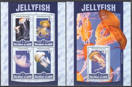 LS509 2016 SOLOMON ISLANDS JELLYFISHES MARINE LIFE FAUNA #3521-25 1KB+1BL MNH - Vie Marine