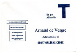 LOIRET - Dépt N° 45 = ORLEANS = CORRESPONDANCE REPONSE T ' ARNAUD De VESGRE' - Cartes/Enveloppes Réponse T