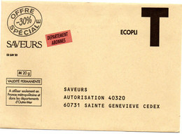 OISE - Dépt N° 60 = SAINTE GENEVIEVE 1997 / VALIDITE PERMANENTE = CORRESPONDANCE REPONSE T  ' SAVEURS' - Cartes/Enveloppes Réponse T