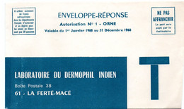 ORNE - Dépt N° 61 = LA FERTE MACE 1968 = ENVELOPPE REPONSE T  ' LABORATOIRE Du DERMOPHIL INDIEN ' - Cartes/Enveloppes Réponse T