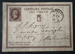 MA22 Cartolina Postale Da 10 Centesimi Viaggiata Da Ferrara 1874 - Entiers Postaux