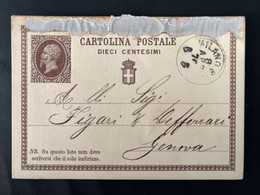 MA22 Cartolina Postale Da 10 Centesimi Viaggiata Da Milano 1876 - Interi Postali