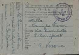 Guerre 40 Prisonnier Italien En Yougoslavie Franchise Militaire Cachet Croix Rouge Beograd 2 2 1946 - Altri & Non Classificati