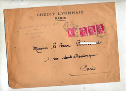 Lettre Cachet Paris Sur Gandon Ceres Entete Credit Lyonnais - Manual Postmarks