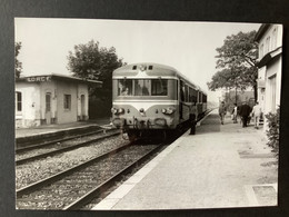 Photo Numérotée De J. BAZIN: Ligne SNCF De Malesherbes à Montargis : Autorail En Gare De  LORCY  En 1971 - Trains