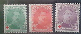 BELGIQUE 1914 - 1915, Croix Rouge Red Cross, Serie  3 Timbres Albert 1er  Yvert No 129 / 131 Neufs * MH TB Cote 20 Euros - 1914-1915 Croix-Rouge