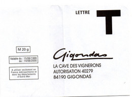 VAUCLUSE - Dépt N° 84 = GIGONDAS 2000 = ENVELOPPE REPONSE T Thème VIN ' CAVE Des VIGNERONS ' - Cartes/Enveloppes Réponse T