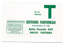 VIENNE - Dépt N° 86 = POITIERS 1975 = CORRESPONDANCE REPONSE T  ' EDITIONS FONTENEAU ' - Cartes/Enveloppes Réponse T
