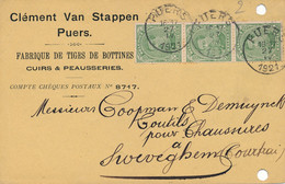 PUURS  BEDRIJFSKAART 1921 - CL.VAN STAPPEN - FABRIQUE DE TIGES DE BOTTINES      2 SCANS - Puurs