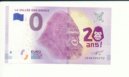 Billet Touristique 0 Euro - LA VALLÉE DES SINGES - UEAK - 2018-2- N° 252 - Billet épuisé - Other & Unclassified